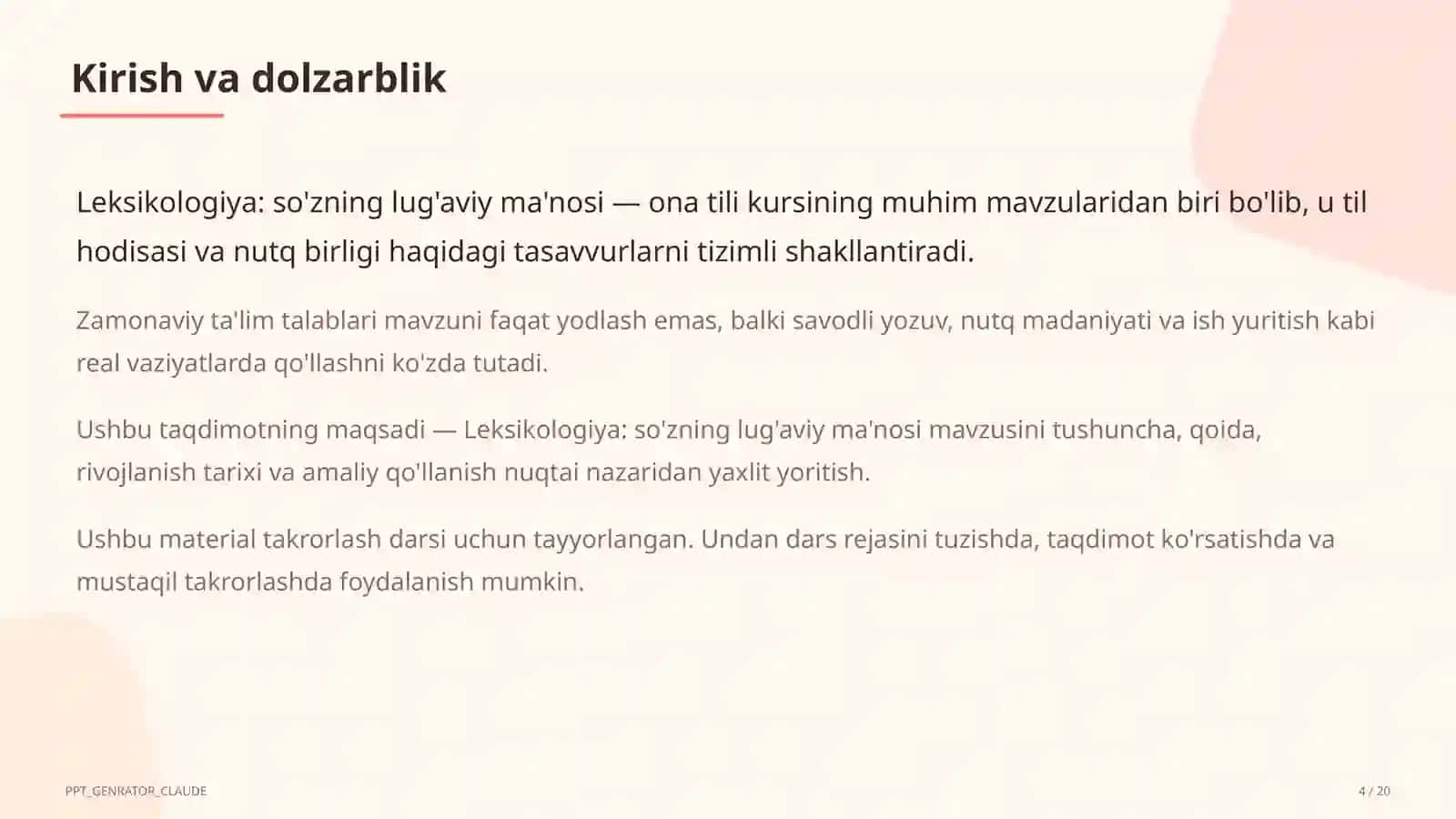 Leksikologiya: so'zning lug'aviy ma'nosi (5-sinf) 4