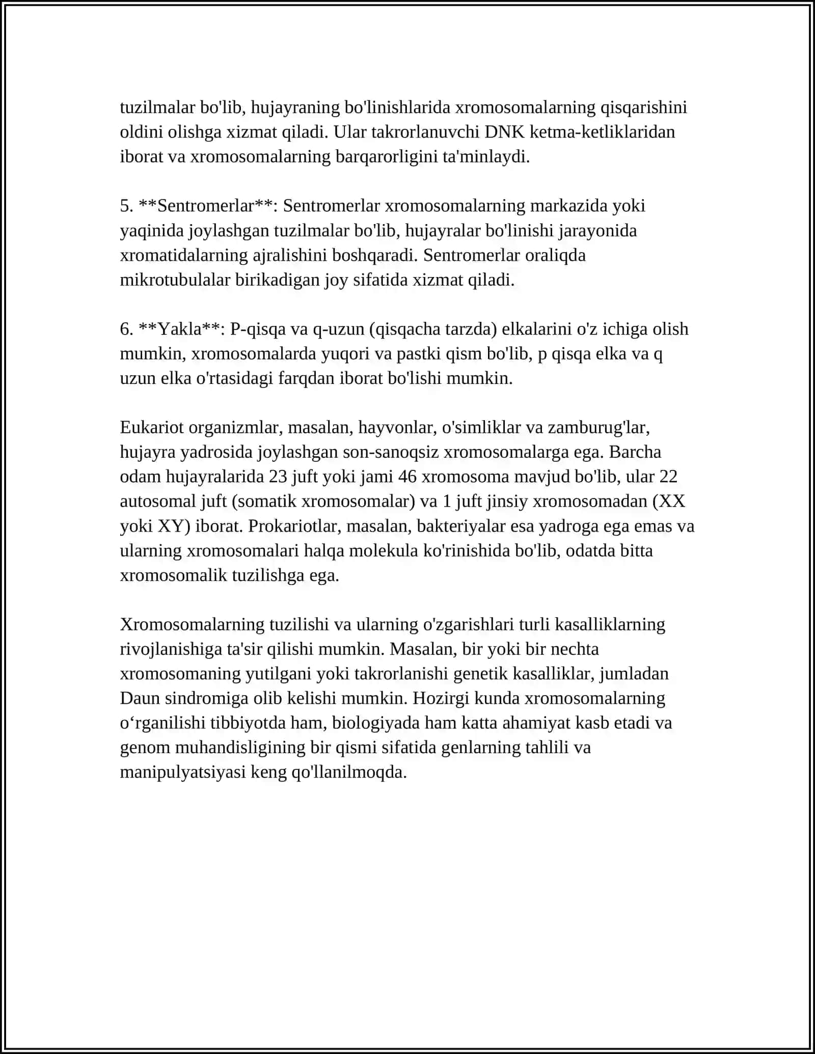 TIRIK MAVJUDOTLAR XROMOSOMANIG TUZILISHI SONI VA GENITIK AHAMIYATI 4