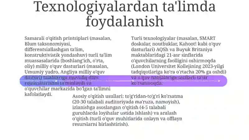 Taʼlim tamoyillari va qoidalari. Dars taʼlimining asosiy shakli 4