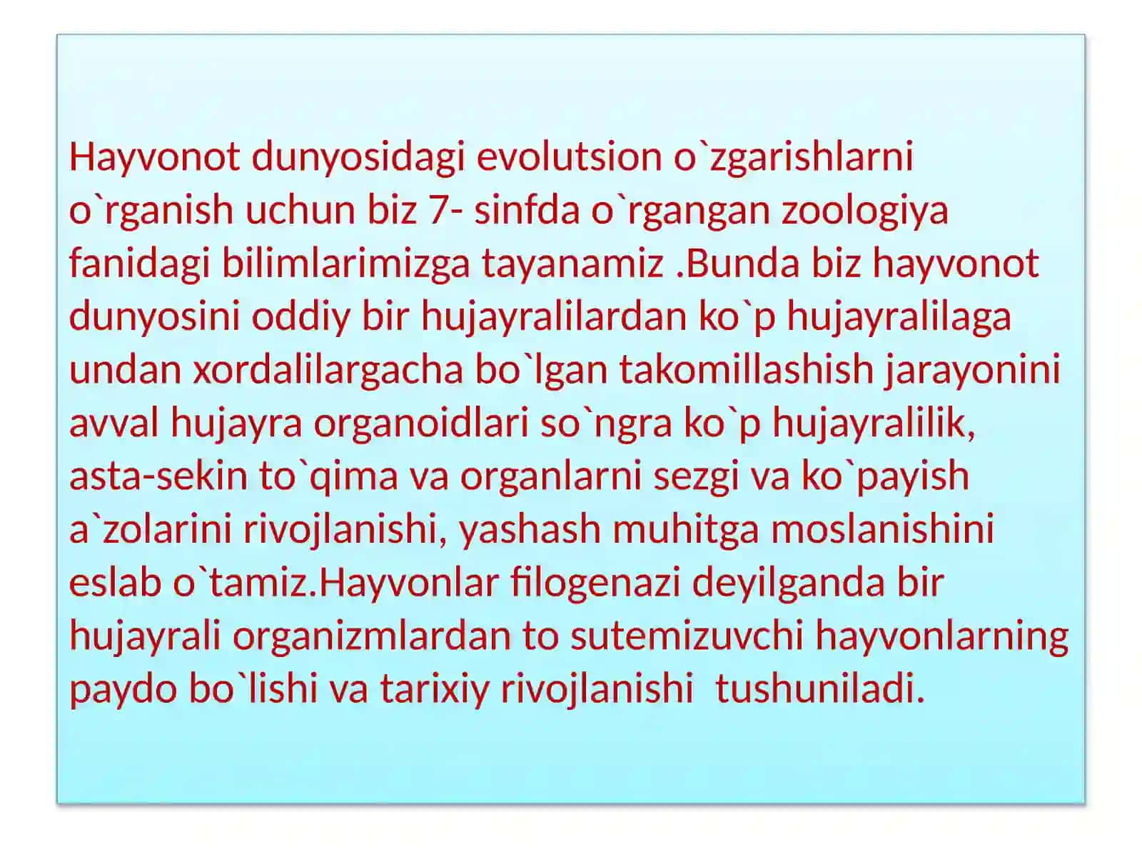 Hayvonot dunyosidagi evolutsiono o'zgarishlar 4
