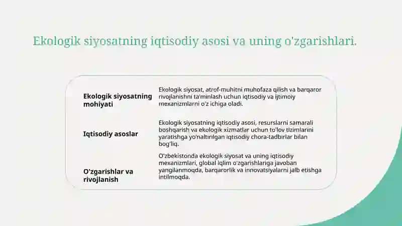 Ekologik siyosat va iqtisodiy mexanizmlar 4