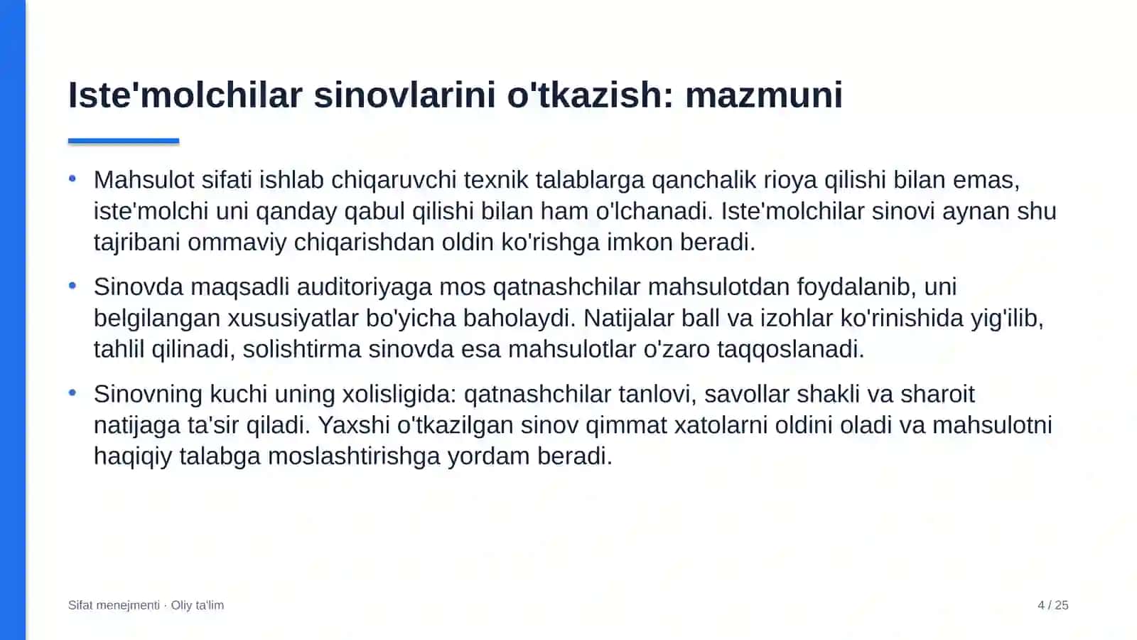 Sholichilikda iste'molchilar sinovlarini o'tkazish 4