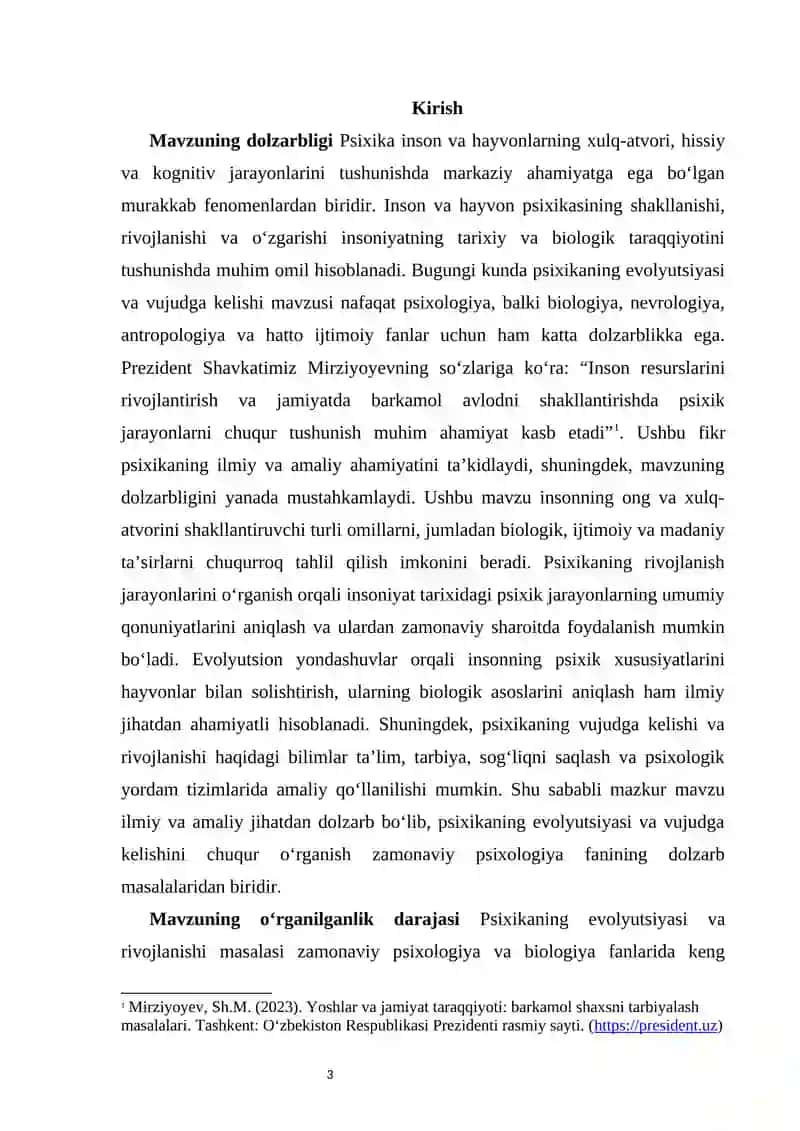 Psixikaning evalyusiyasi va vujudga kelishi        Psixikaning evalyusiyasi va vujudga kelishi 4