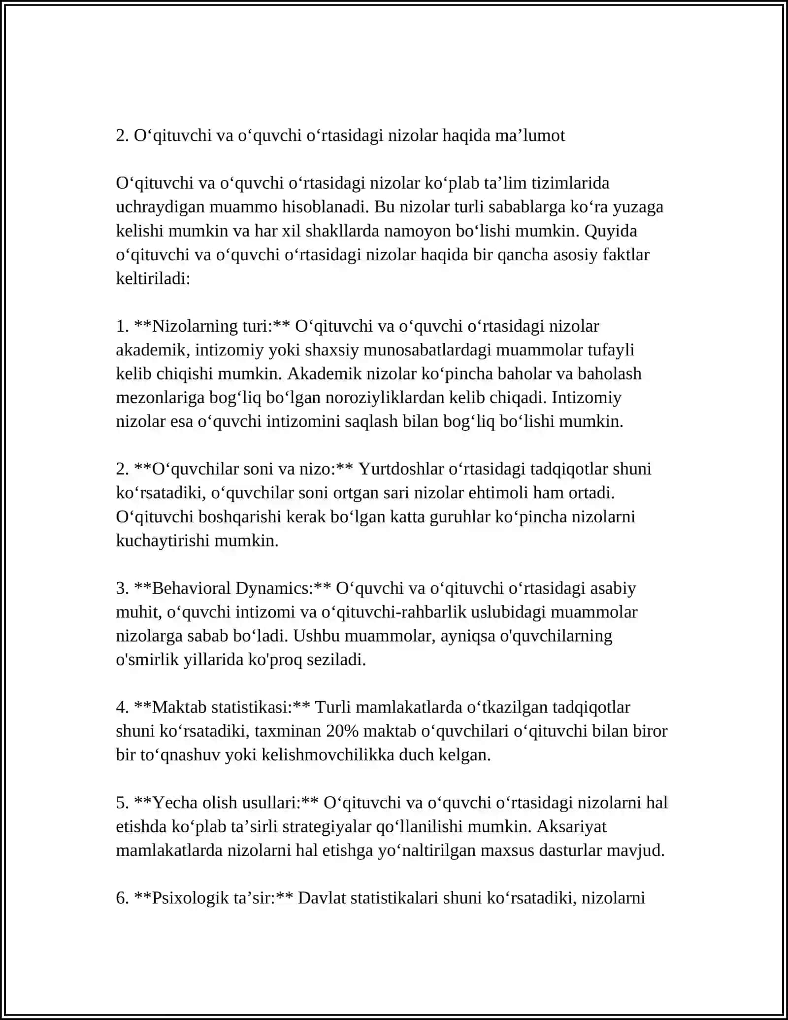 ÕQITUVCHINING MULOQOTGA KIRISHISHIDA UCHRAYDIGAN PEDAGOGIK NIZOLAR, KAMCHILIKLAR ULARNI OLDINI OLISH YÕLLARI 4