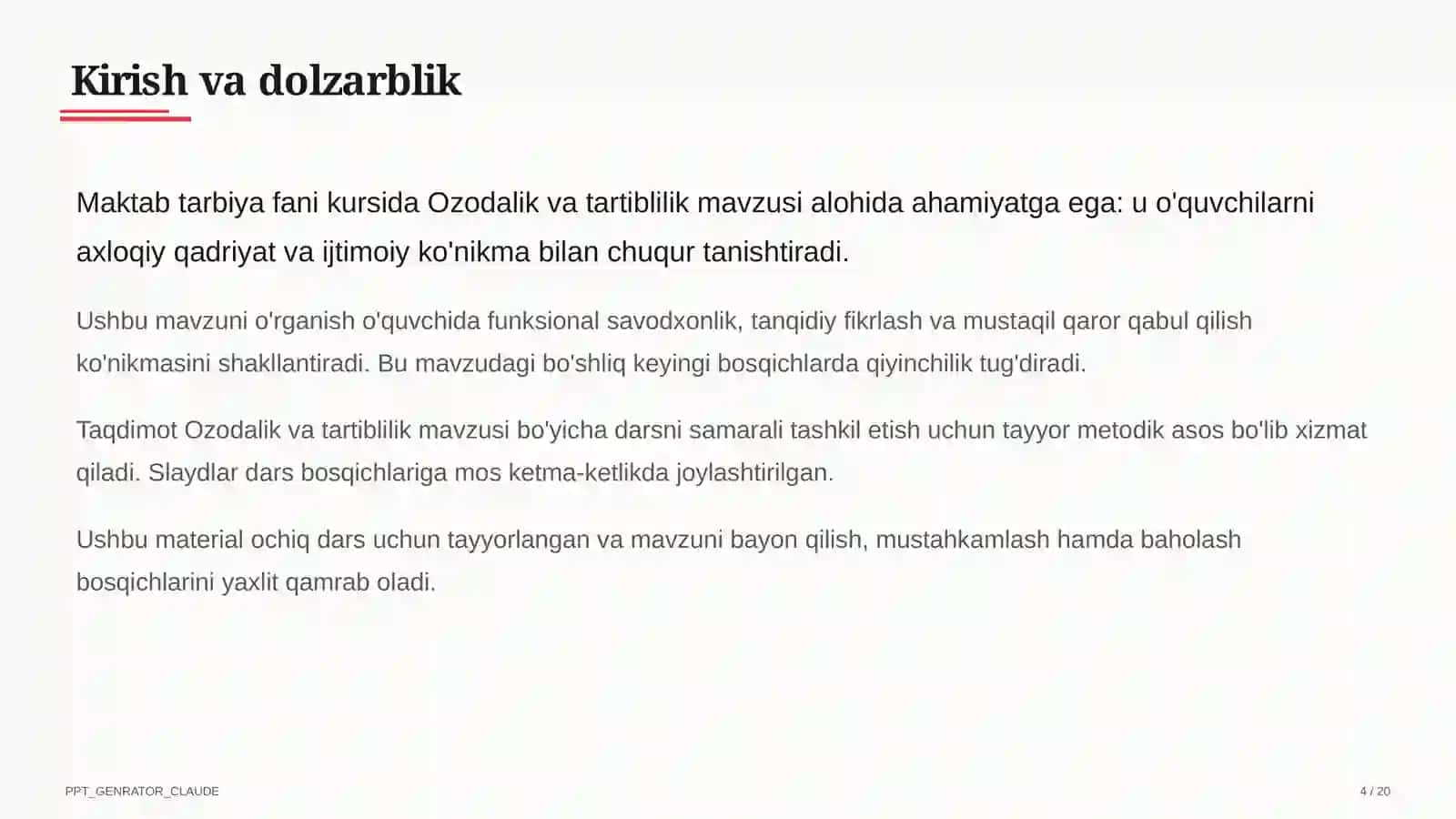 Ozodalik va tartiblilik (1-sinf) 4