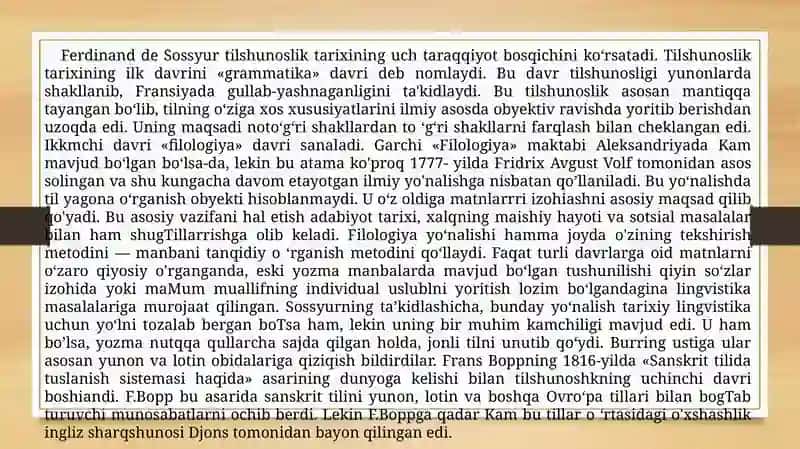 Ferdinand deSossyurningsotsiologikvastrukturtilshunoslikshakllanishidagio‘rniV.Gumboldtvaumumiytilshunoslik 4