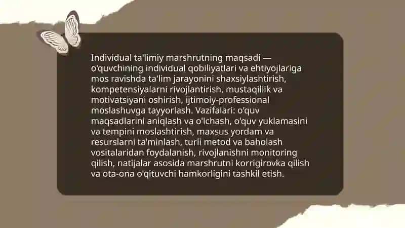 Individual ta'limiy marshruti tushunchasi Tleumuratova Nargiza 4