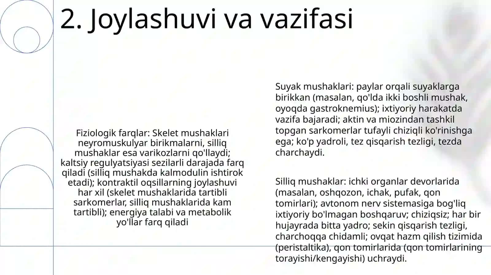 Silliq va kondalang targil mushaklar fiziologik fariqlari 4