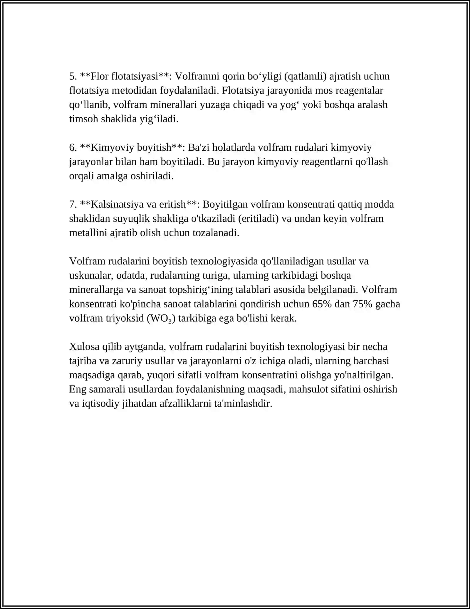 VOLFRAM RUDALARINI BOYITISH TEXNOLOGIYASI 4
