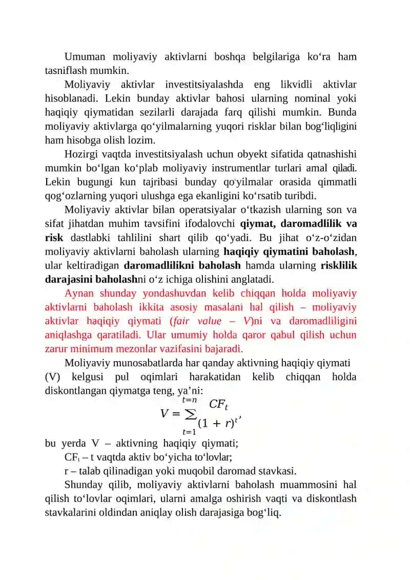 MOLIYAVIY AKTIVLAR DAROMADLILIGINI BAHOLASH VA BOHOLASH MODELI 4