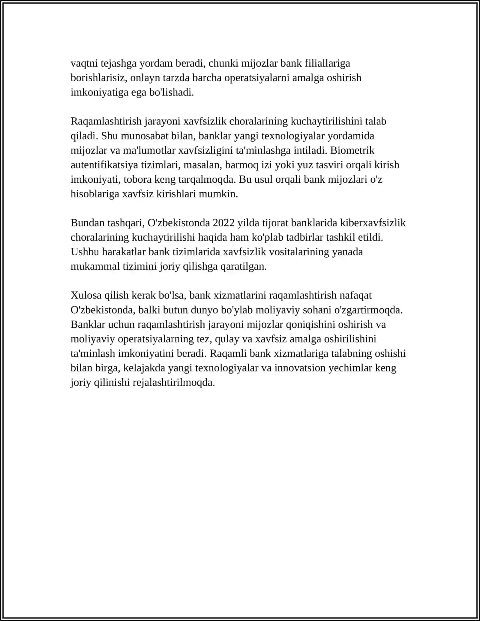 O'BEKISTONDA BANK SEKTORINI RAQAMLASHTIRISH SAMARODORLIGI 4