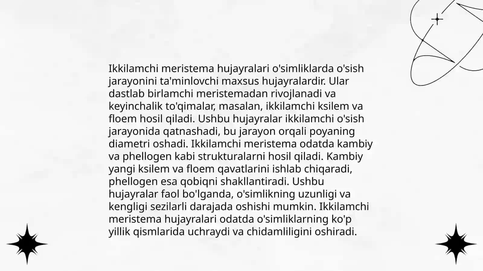 Ildizning birlamchi va ikkilamchi doimiy toʻqimasi gistogenezida meristematik hujaylarni doimiy toʻqimaga aylanishini oʻrganish 4