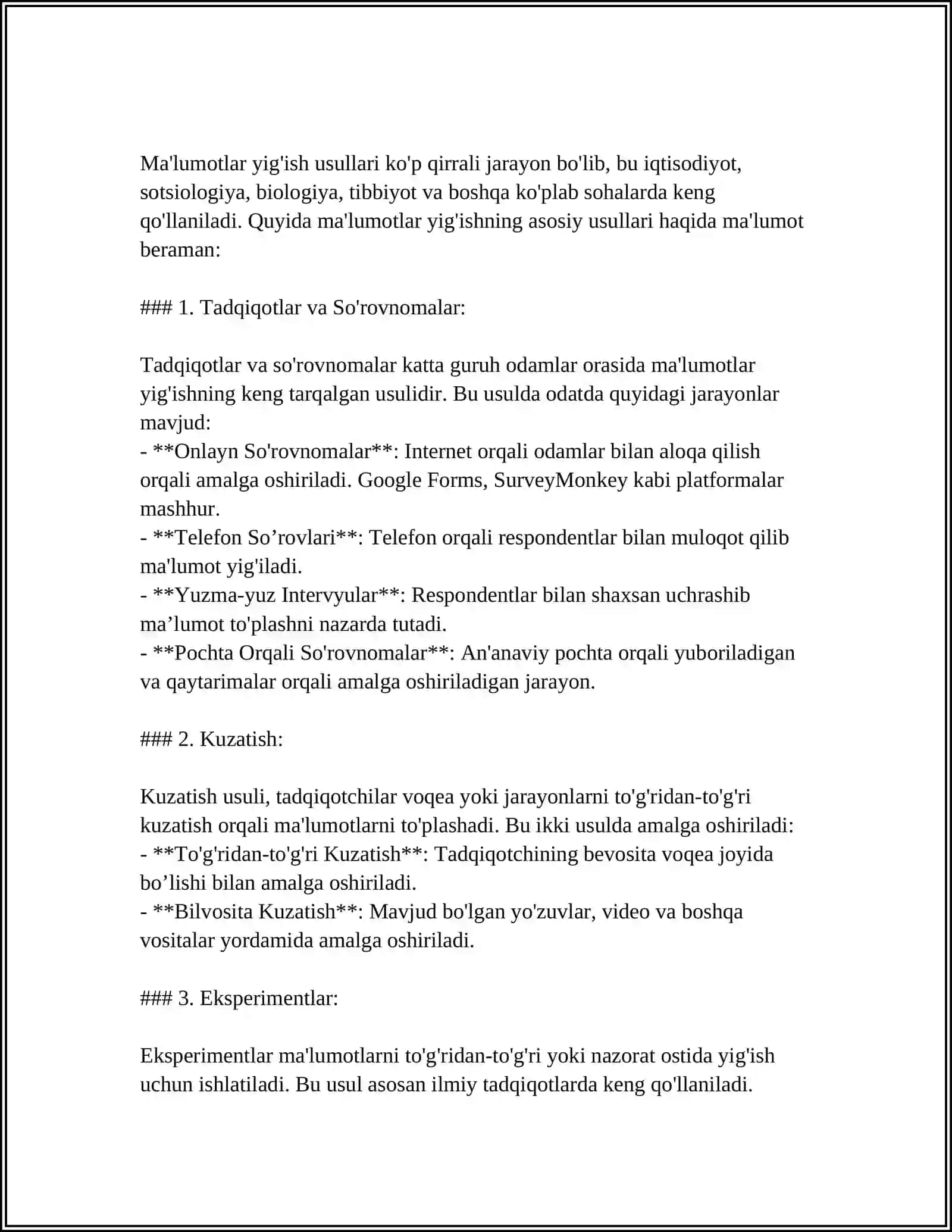 STATISTIK TAHLILNING QO‘LANISH SHARTLARI 4