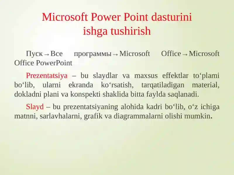 Taqdimotlar bilan ishlash texnologiyasi 4