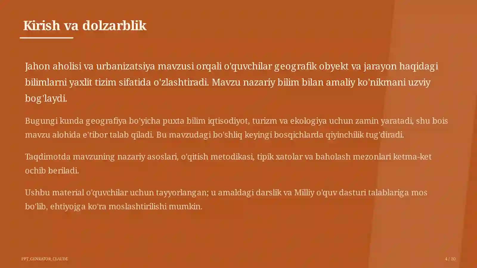 Jahon aholisi va urbanizatsiya (10-sinf) 4