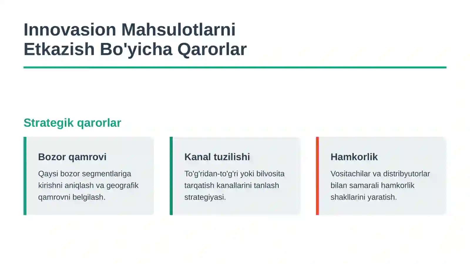 Innovasion mahsulotlarni iste'molchilarga etkazish 4
