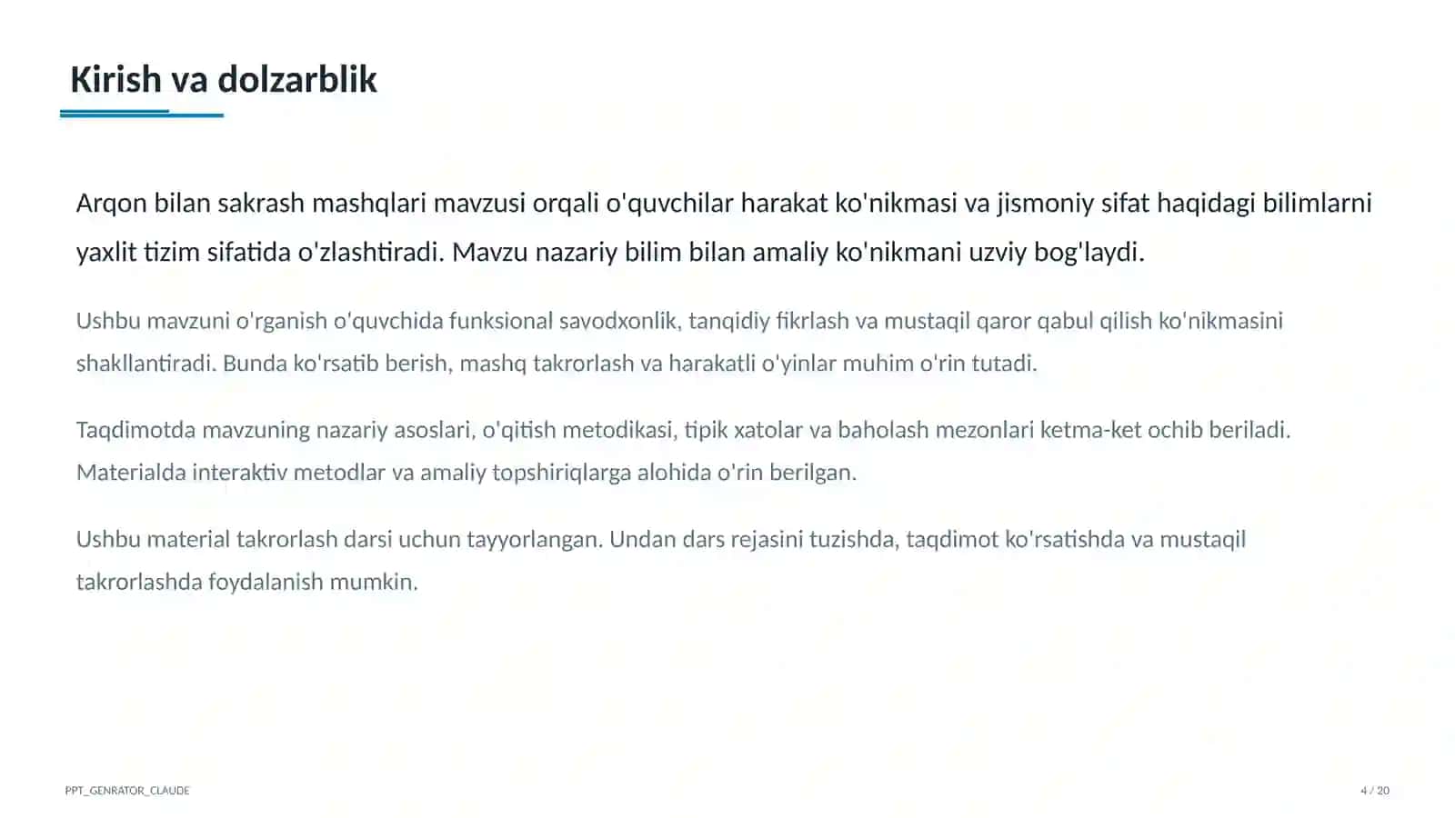 Arqon bilan sakrash mashqlari (3-sinf) 4