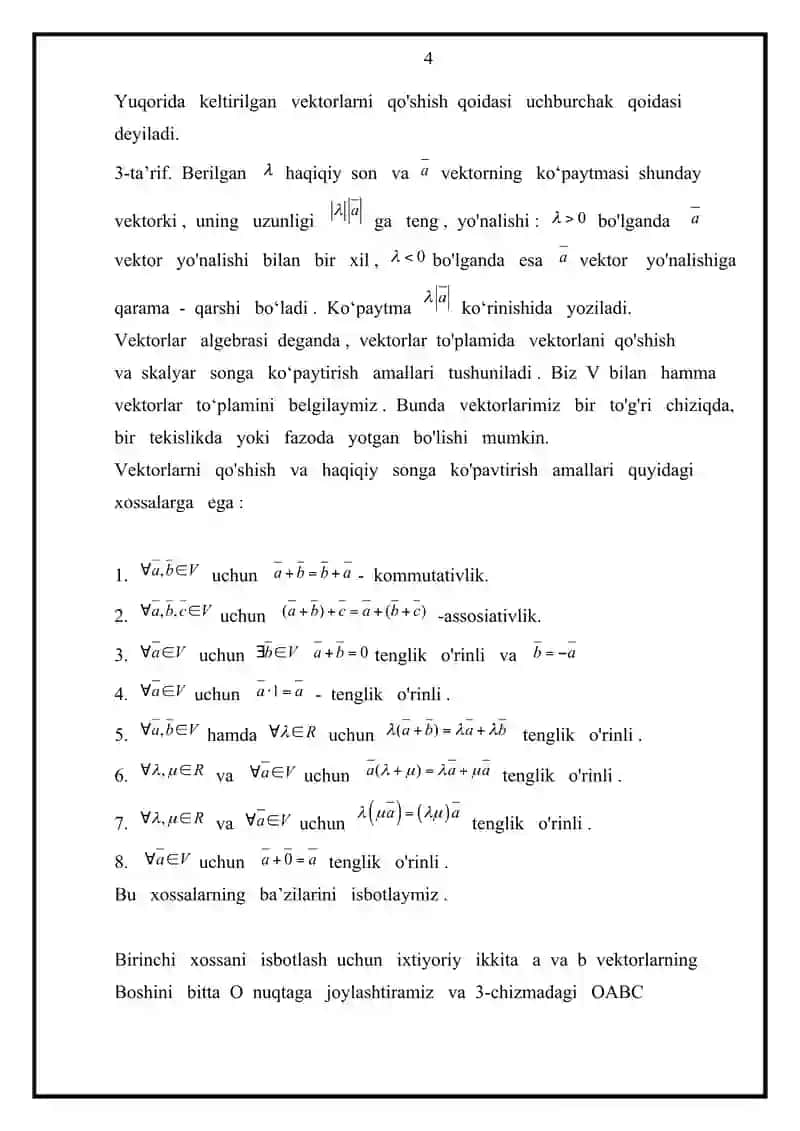 Stereometriyada vektorlar metod 4