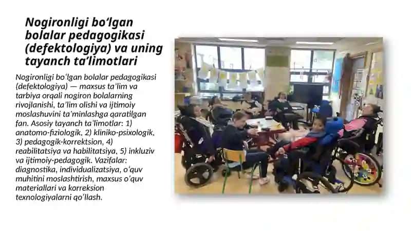 Nogironlik tushunchasi. Imkoniyati cheklangan bolalar toifalari 4