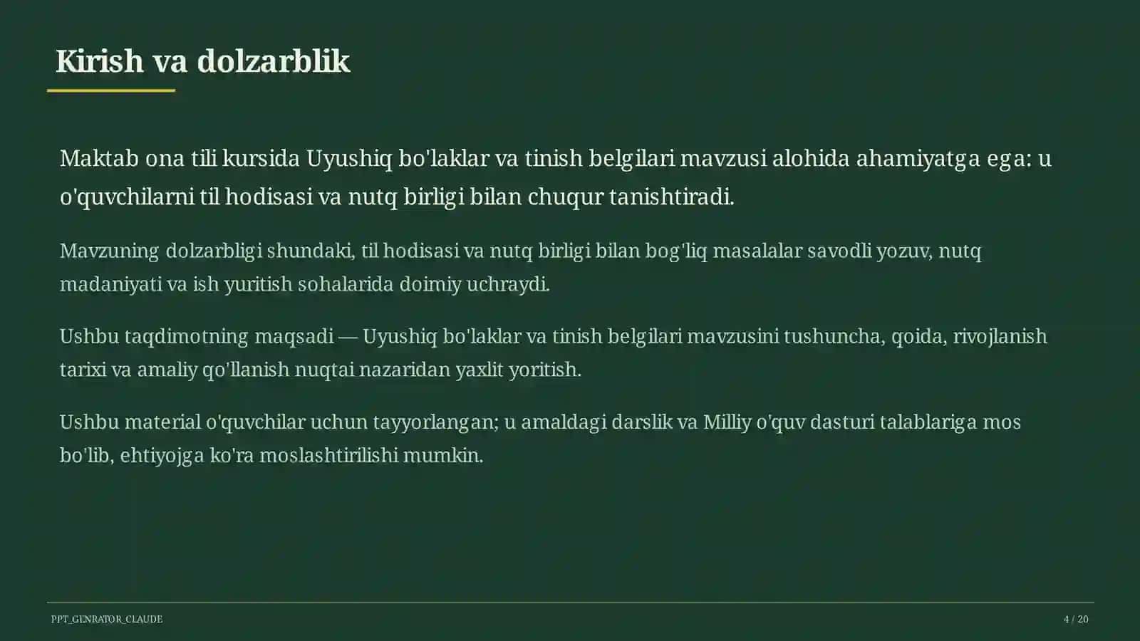 Uyushiq bo'laklar va tinish belgilari (8-sinf) 4