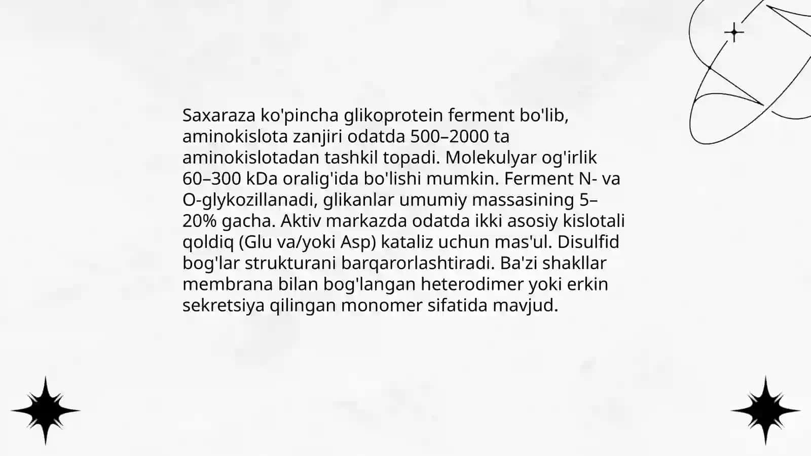Saxaraza fermenti haqida umumiy tushunchalar 4