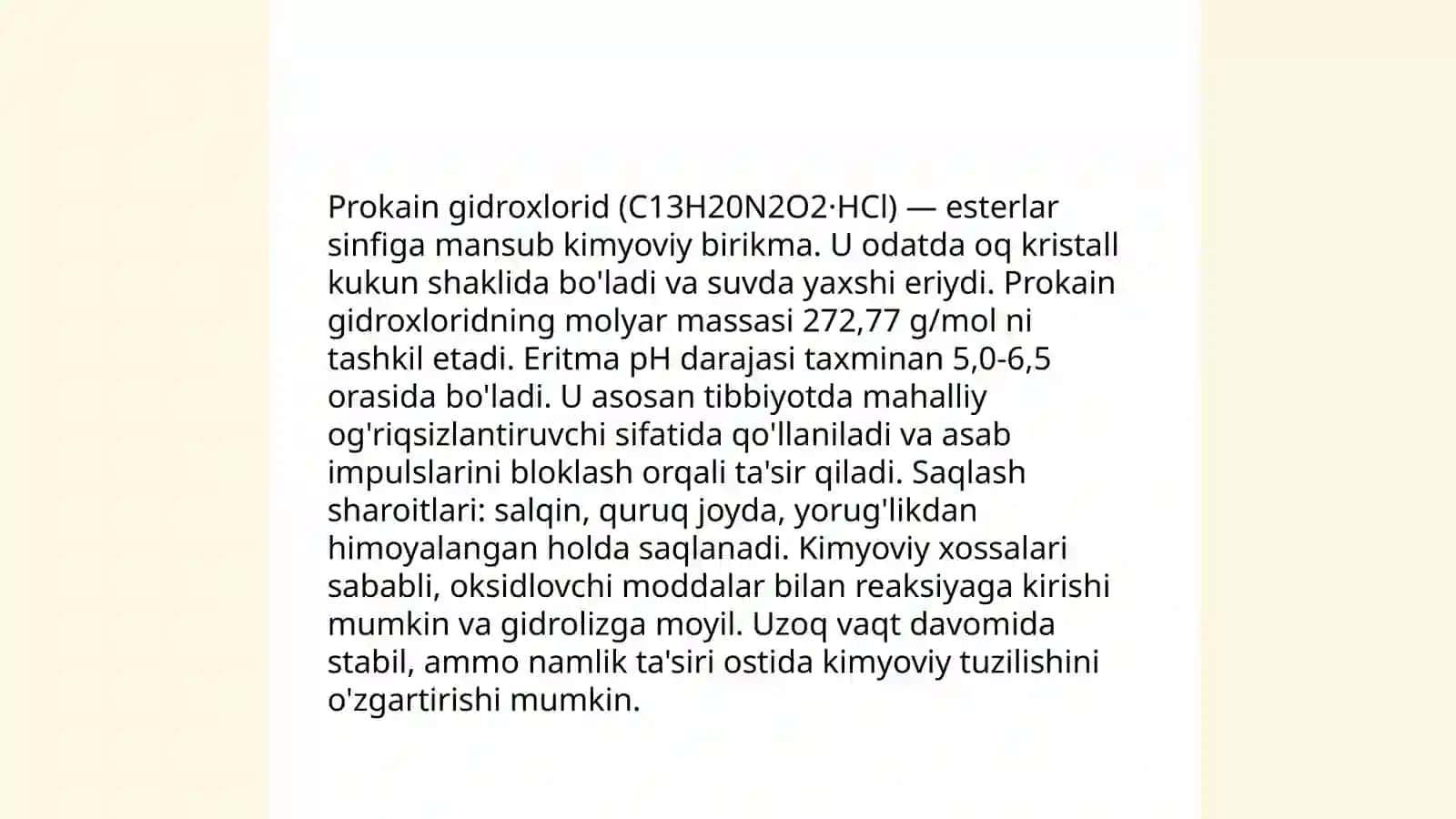 IQ- spektroskopiya usulining prokain gidroxlorid moddasi tahlilida qo'llanilishi 4