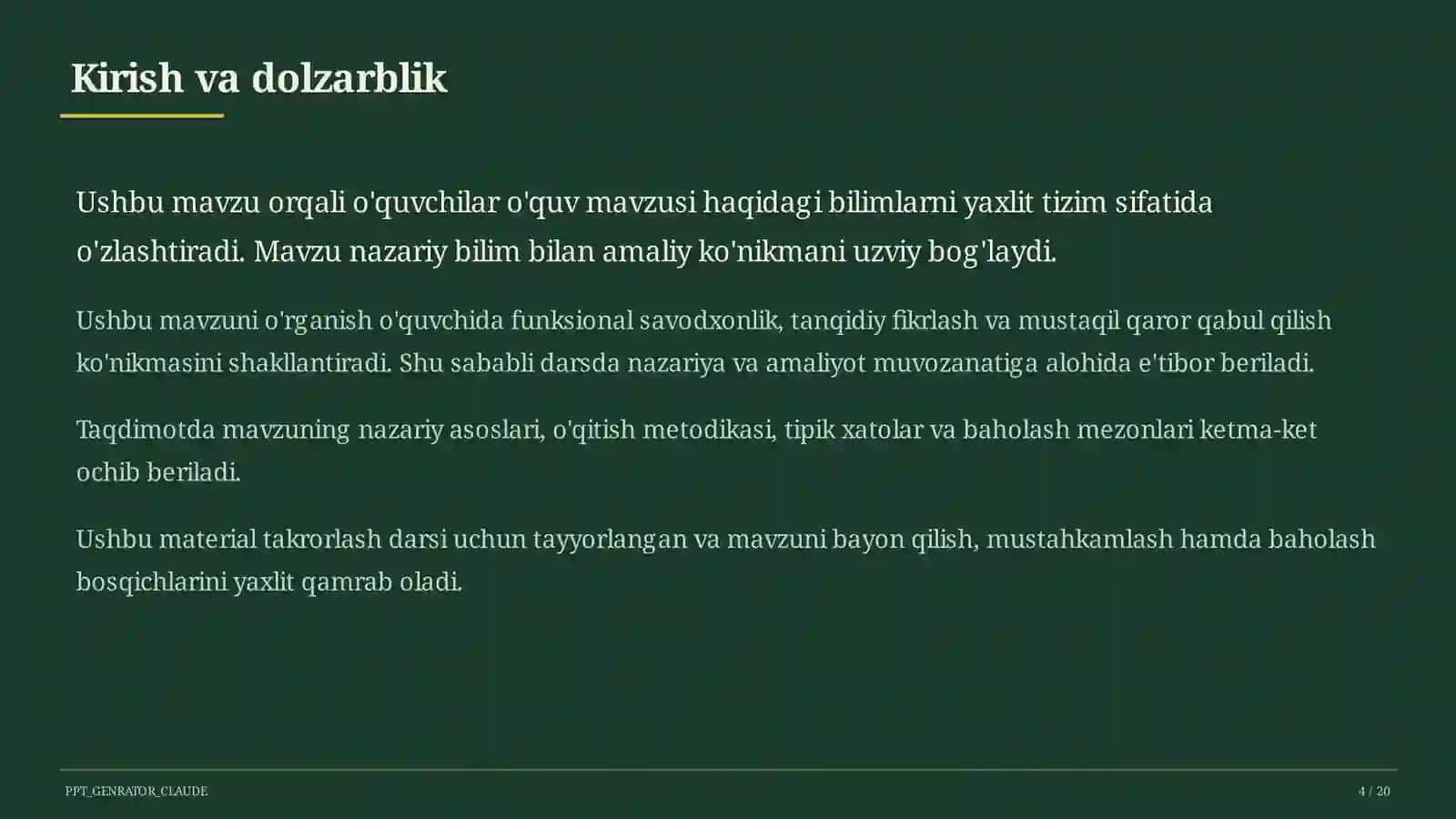 Dolzarb mavzular — maktab va o'qituvchilar 4