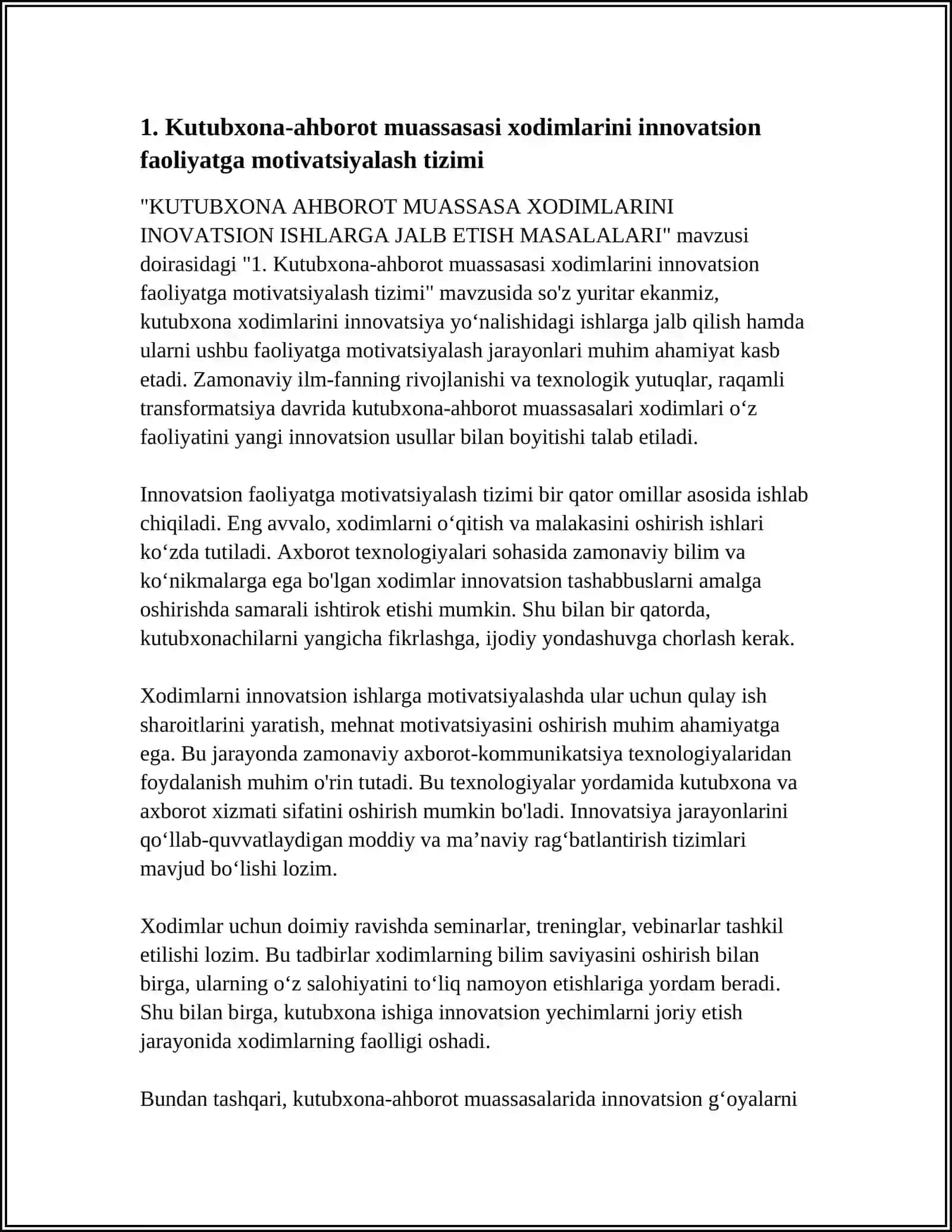 KUTUBXONA AHBOROT MUASSASA XODIMLARINI INOVATSION ISHLARGA JALB ETISH MASALALARI 4