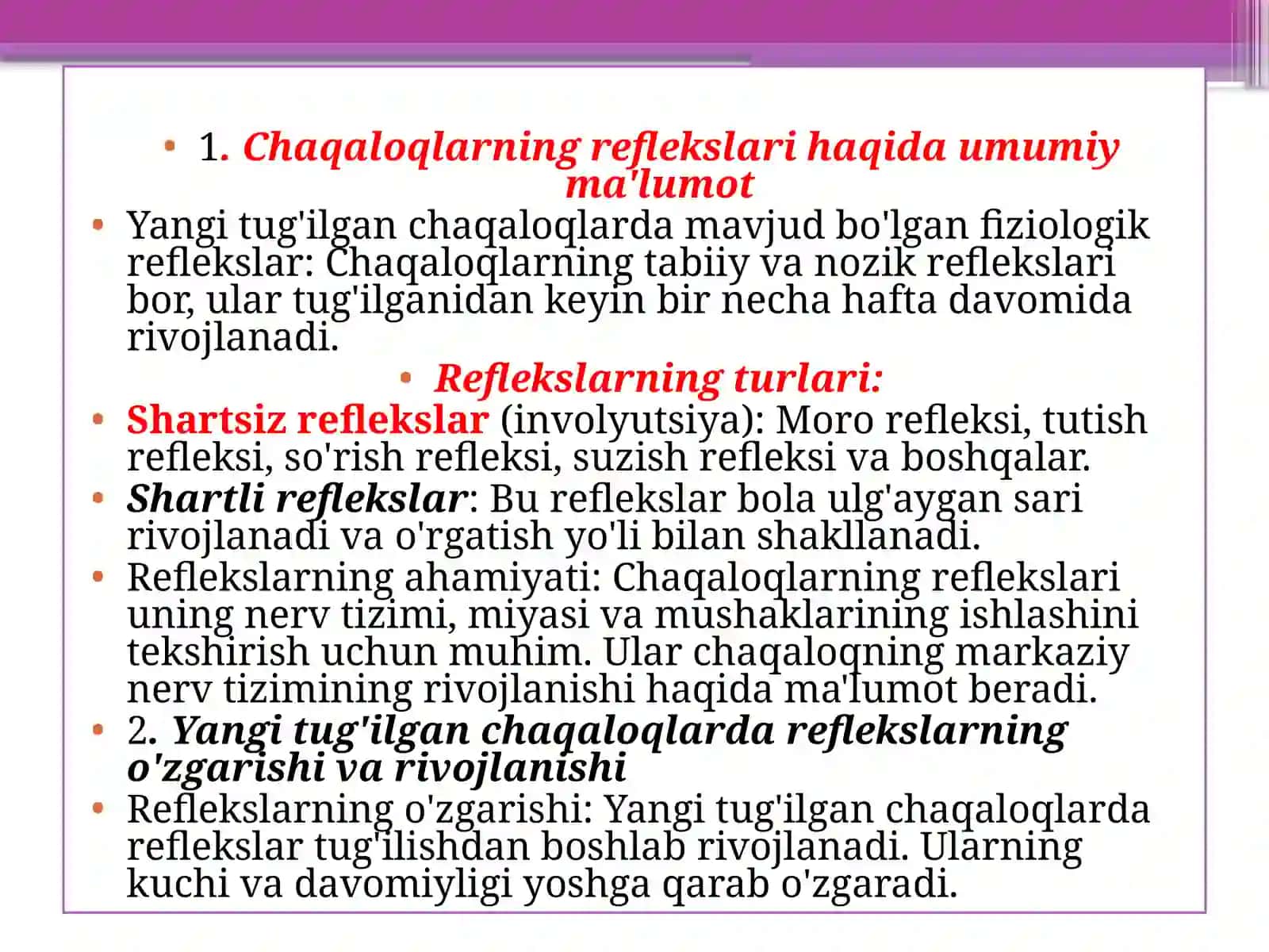 Chaqaloqlarning reflekslari, yangi tug'ilgan chaqaloqning jismoniy rivojlanishini baholash 4