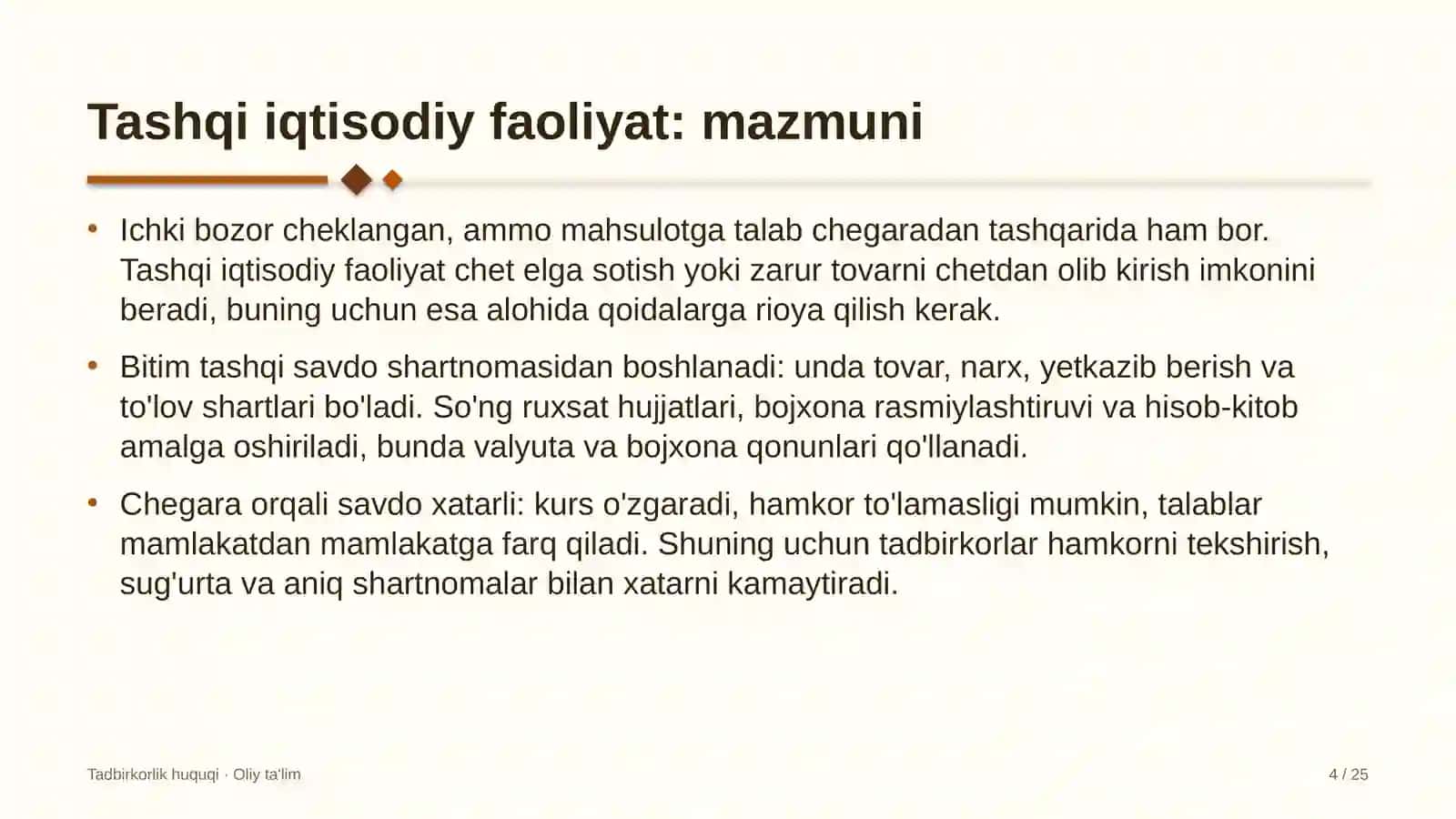 Yoga studiyalarida tashqi iqtisodiy faoliyat 4