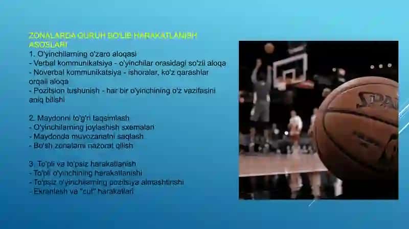Basketboli oyinida zonalarda guruh bo'lib harakatlanish texnikasi 4