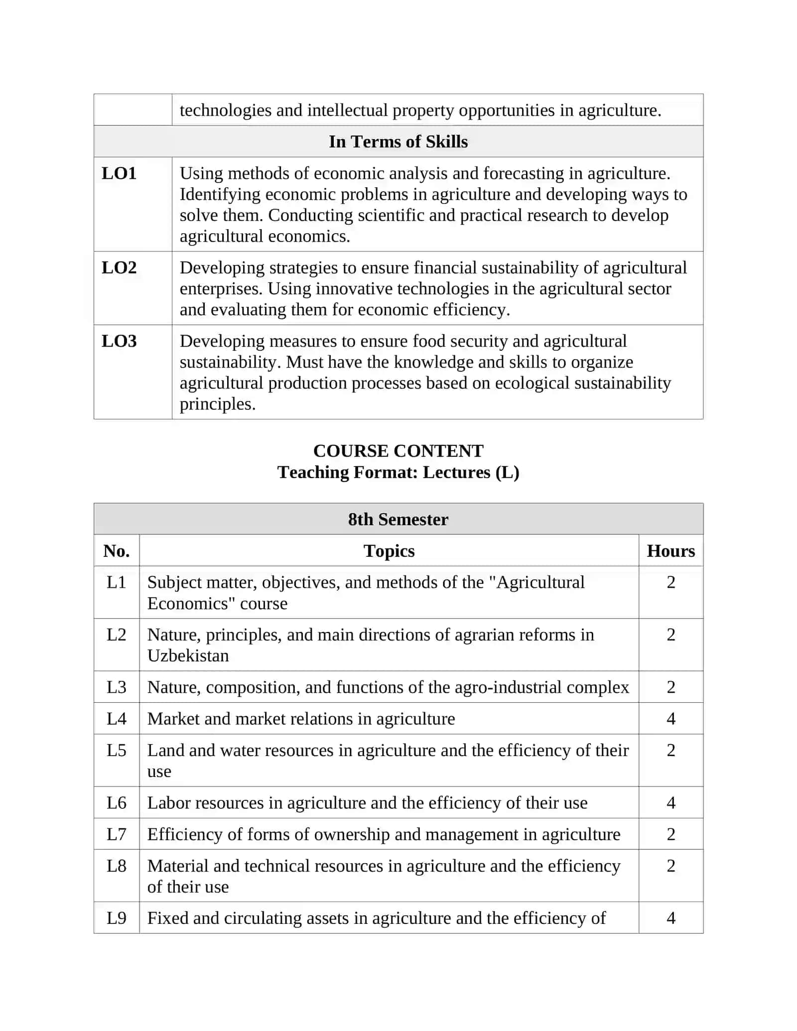 Agricultural Economics 4