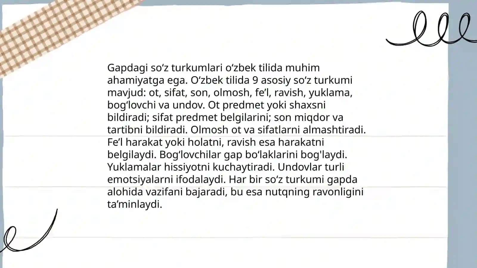 Soʻz turkumlarini oʻrganishga oid adabiyotlar roʻyxatini tuzish 4