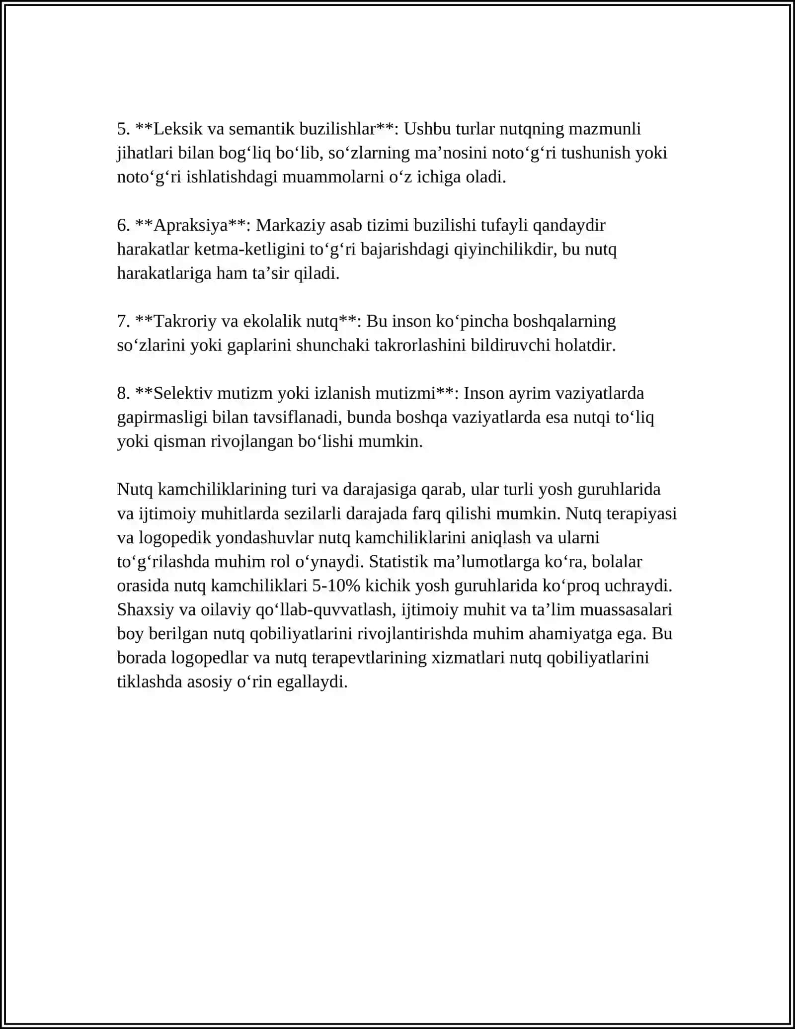 NUTQ KAMCHILIKLARINI TEKSHIRISHDA TURLICHA YONDASHUVLAR VA ULARNI AHAMIYATI 4