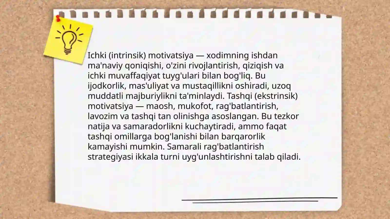 Motivatsiyaning mohiyati. Xodimlarni rag’batlantirish ( motivatsiya) turlari 4