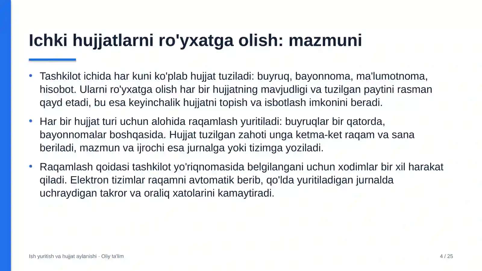 qurilish laboratoriyalarida ichki hujjatlarni ro'yxatga olish 5126 4