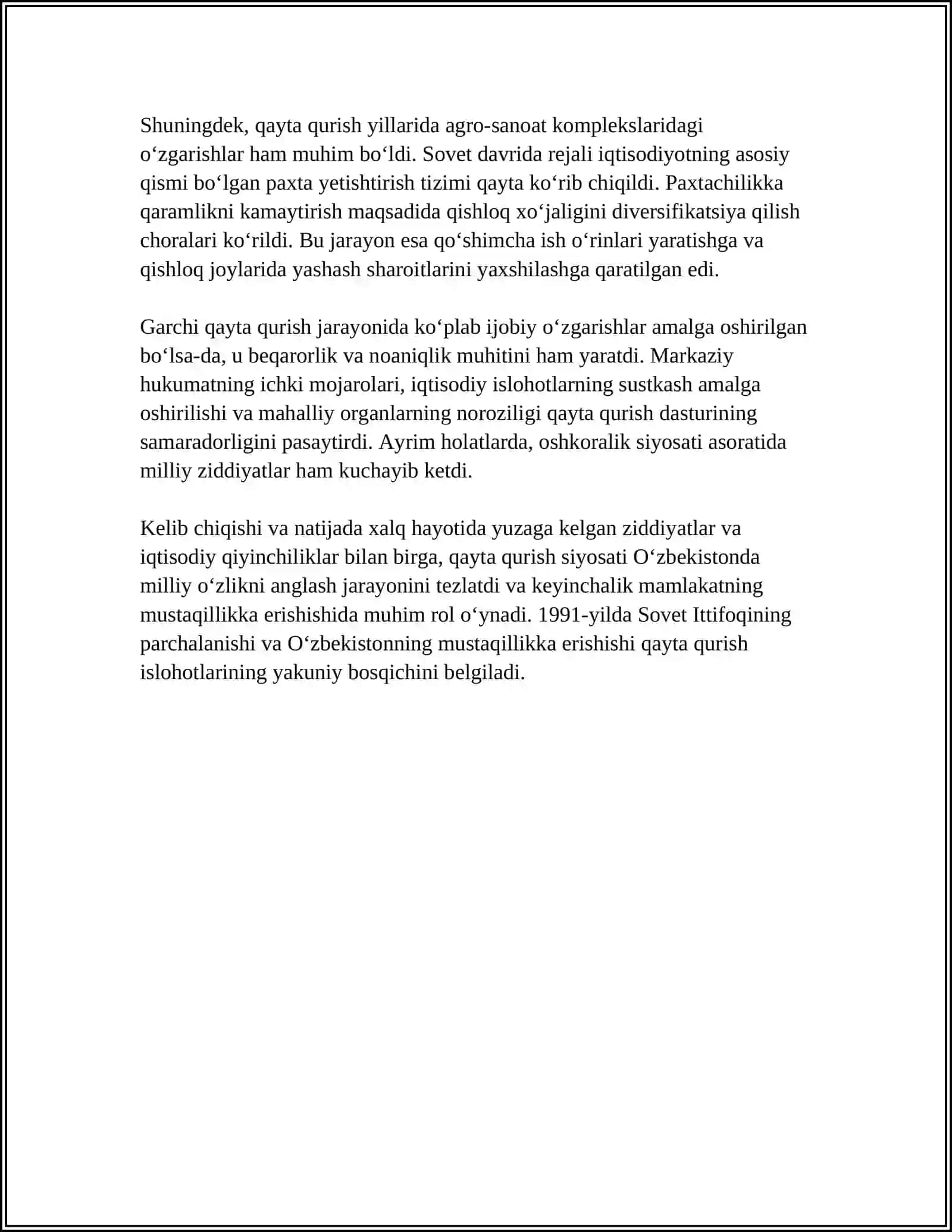 "QAYTA QURISH" YILLARIDA O'ZBEKISTONDAGI IJTIMOIY-SIYOSIY VAZIYAT 4