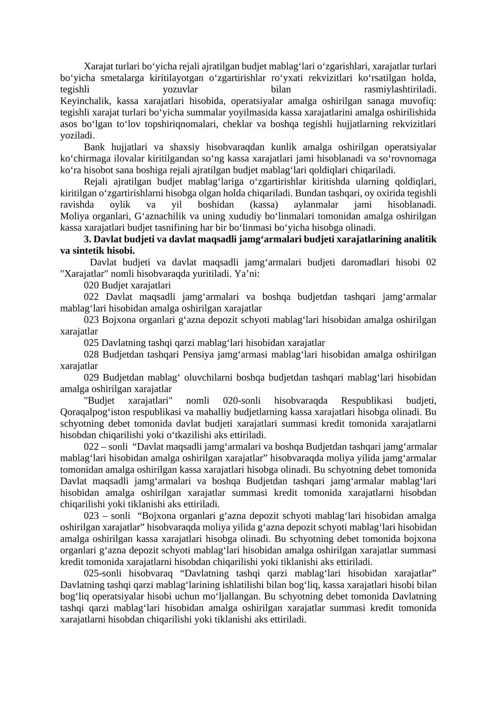DAVLAT ByudjetI VA DAVLAT MAQSADLI JAMG'ARMALARI ByudjetLARI XARAJATLARI KASSA IJROSI HISOBI 4