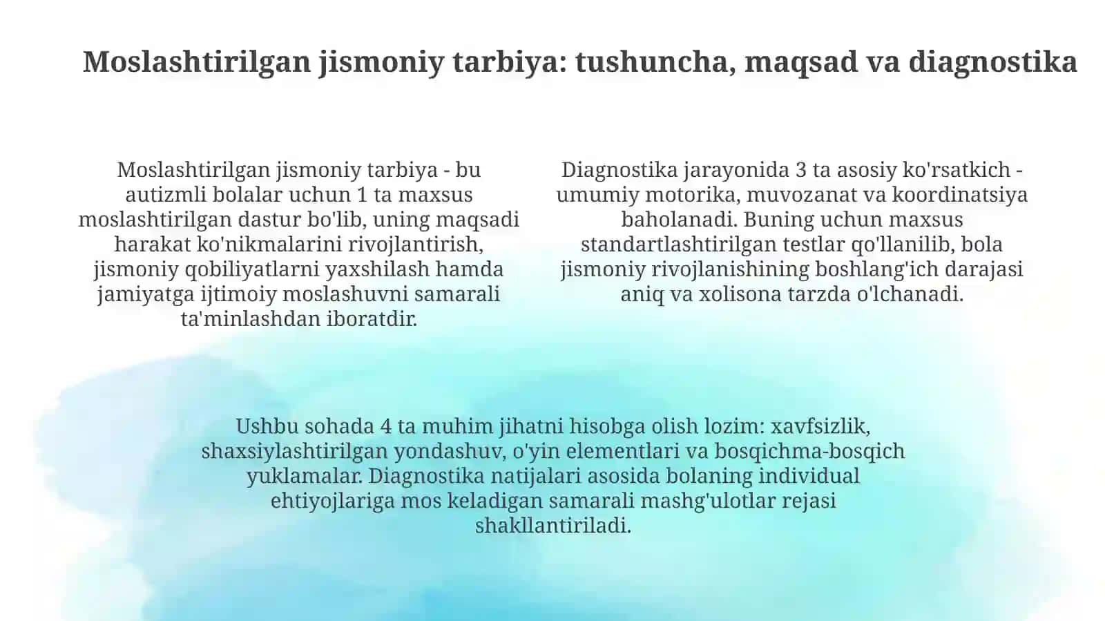 Autizmlibolalardajismoniyrivojlanishvamoslashuvchanjismoniytarbiyadasturlari 4