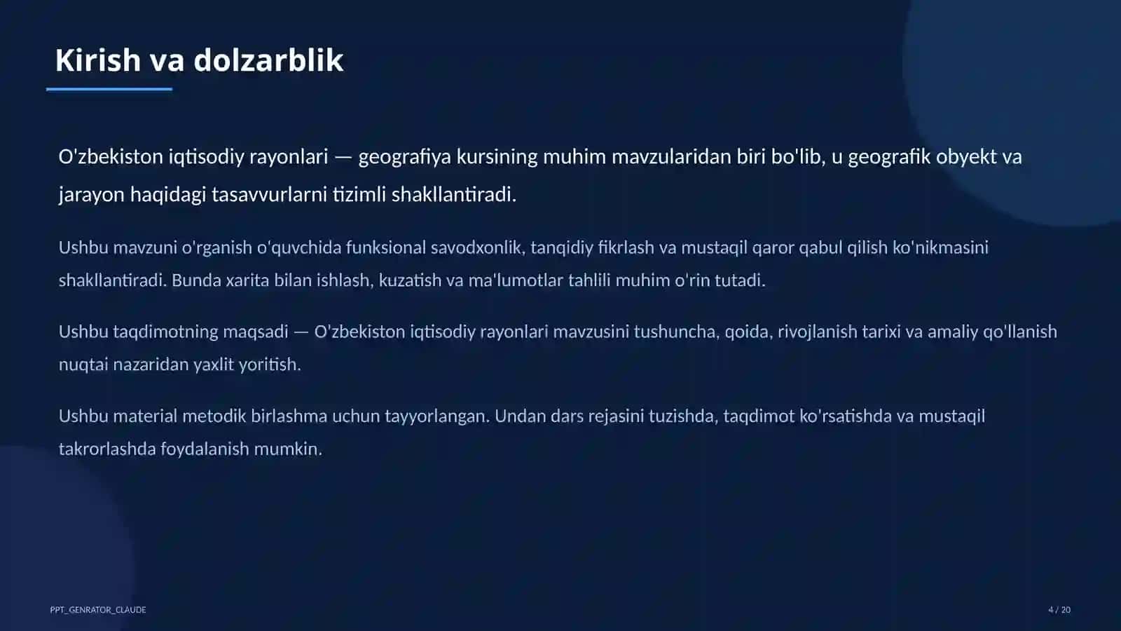 O'zbekiston iqtisodiy rayonlari (9-sinf) 4