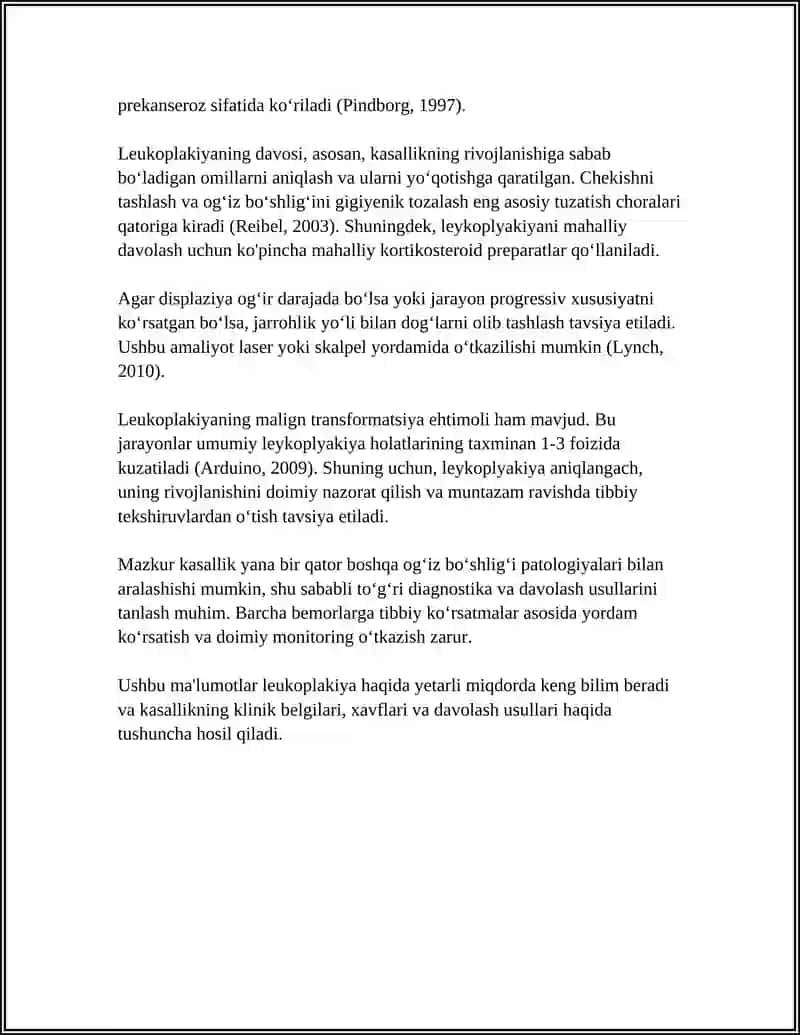 OG'IZ BO'SHLIG'I SHILLIQ QAVATI. LEKOPLAKIYA 4