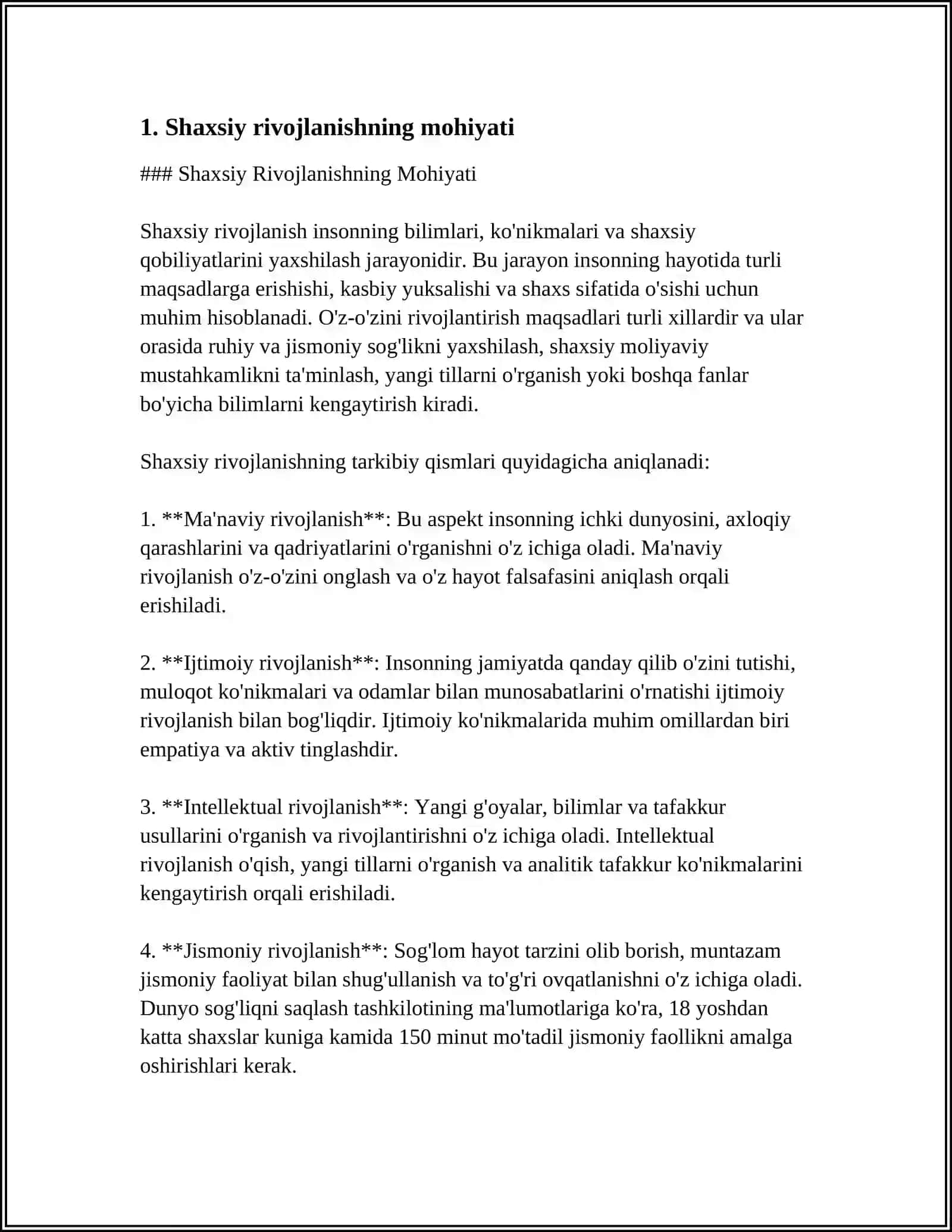 SHAXSIY RIVOJLANISHNI REJALASHTIRISH MAQSADI VA MOHIYATI. SWOT VA PEST TAHLILLARI 4