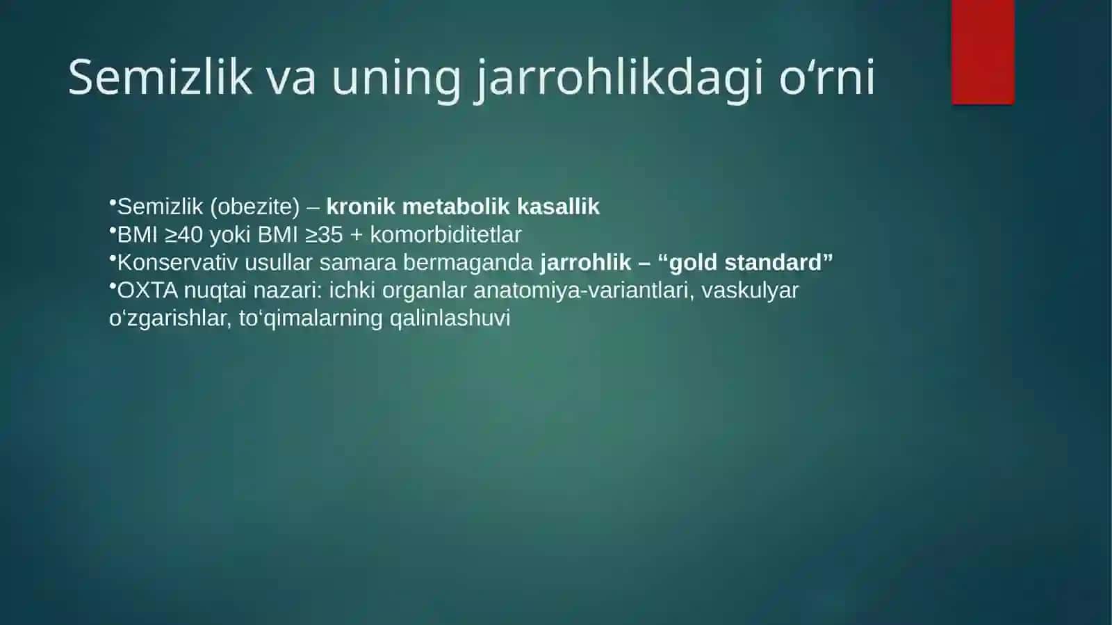 Semizlik xirurgiyasi-Bariatriya texnologiyalari 4