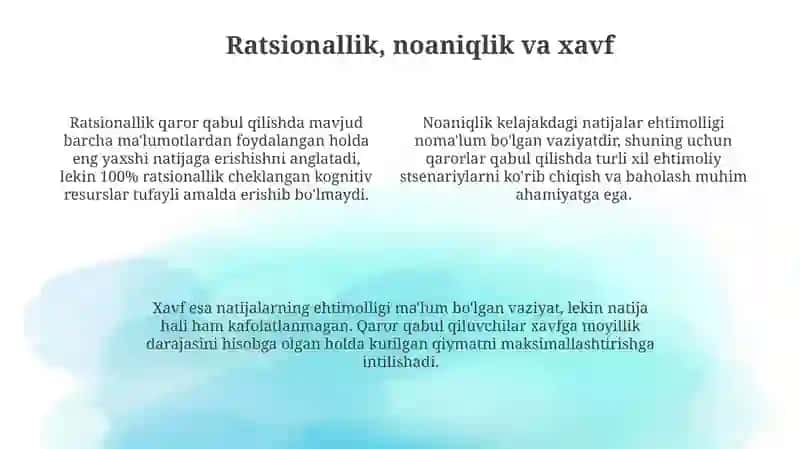 Qaror qabul qilish nazariyasiasoslari 4