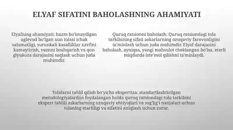 Askarlarning Quruq Payoklarini Tarkibidagi Maxsulotlarning Tola SfatliliginiExpertizaQlish 4