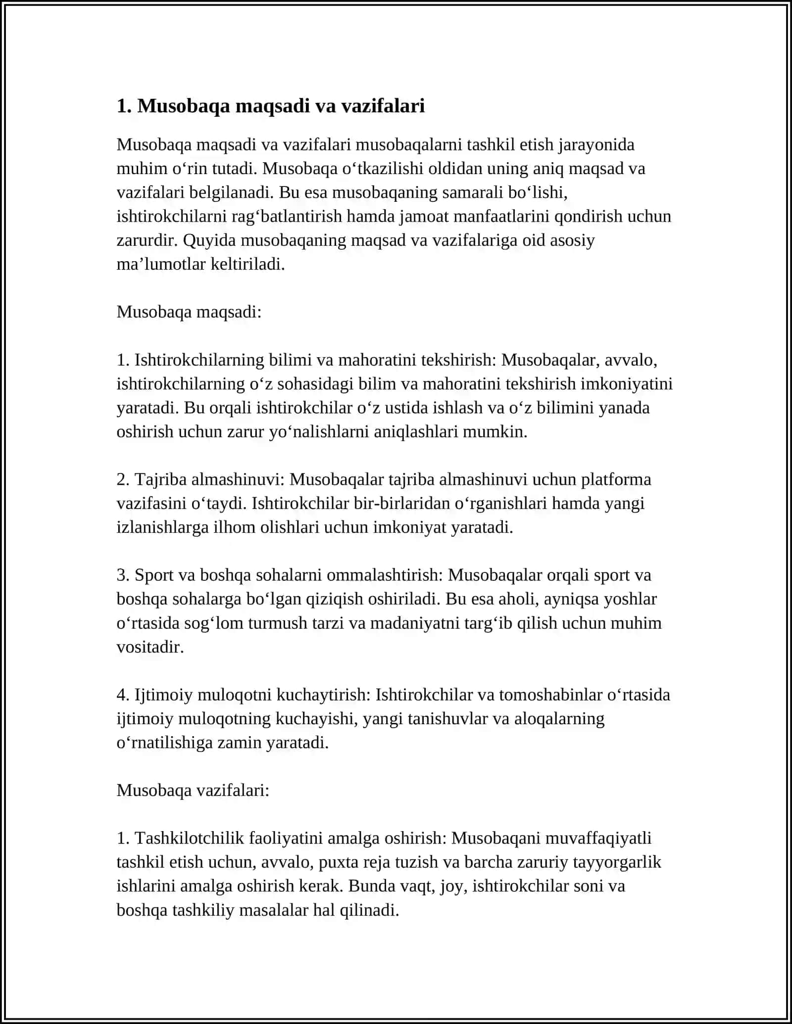MUSOBAQANI TASHKIL ETISH VA MUSOBAQA QOIDALARI 4