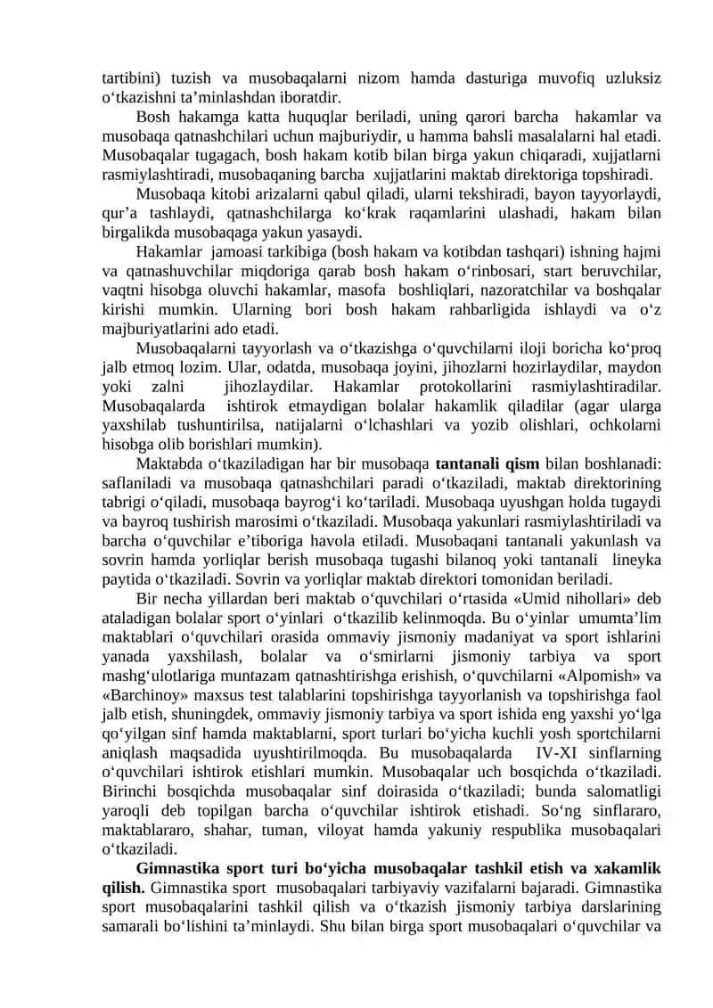 Sport musobaqalarining tashkillashtirish va o‘tkazilishi 4