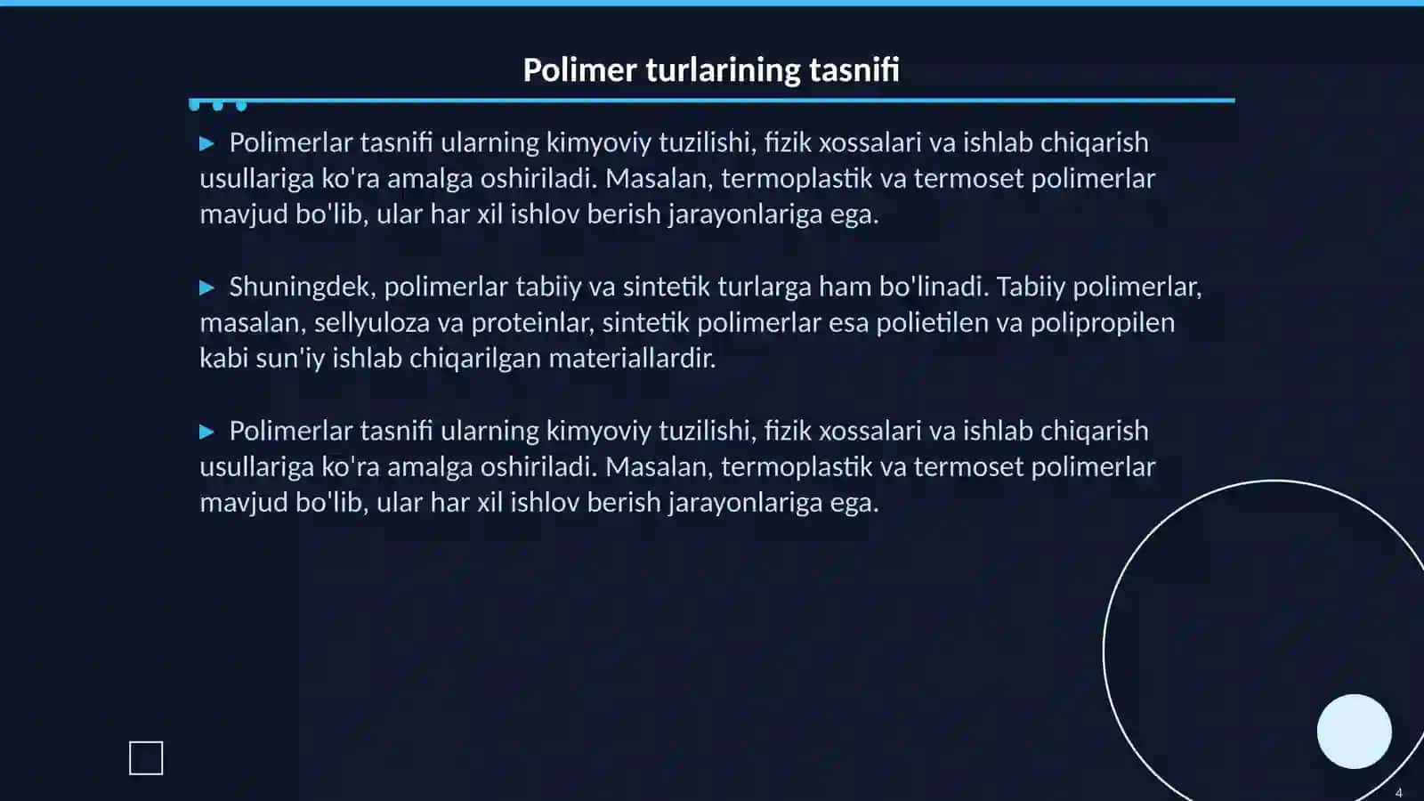 Mоlеkulyar mаssаlаri bоshqаrilgаn pоlimеrlаr sintеzi 4