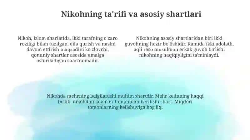 Islom huquqshunosligida oila nikoh taloq idda zihor tushunchalarini tariflash 4