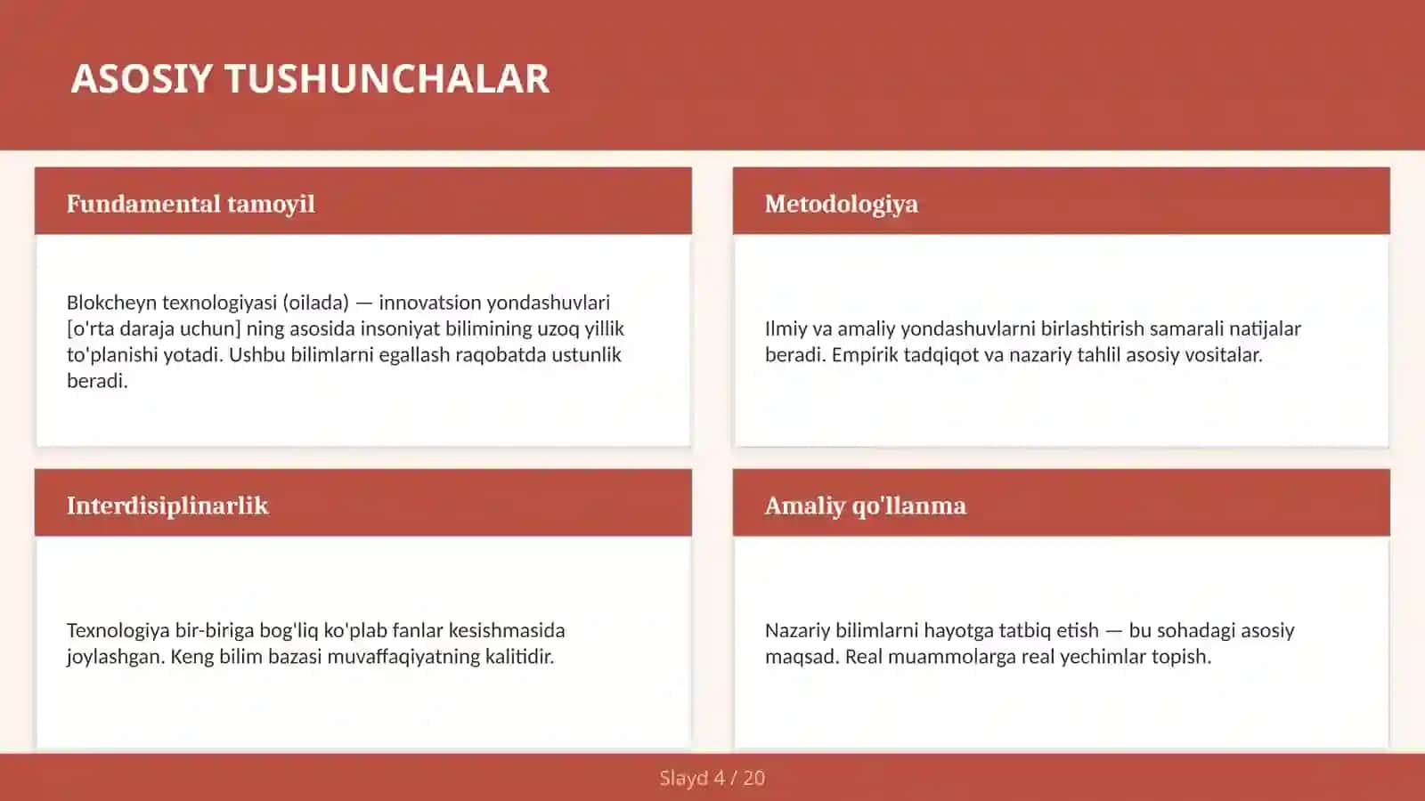 Blokcheyn texnologiyasi (oilada) — innovatsion yondashuvlari [o'rta daraja uchun] 4